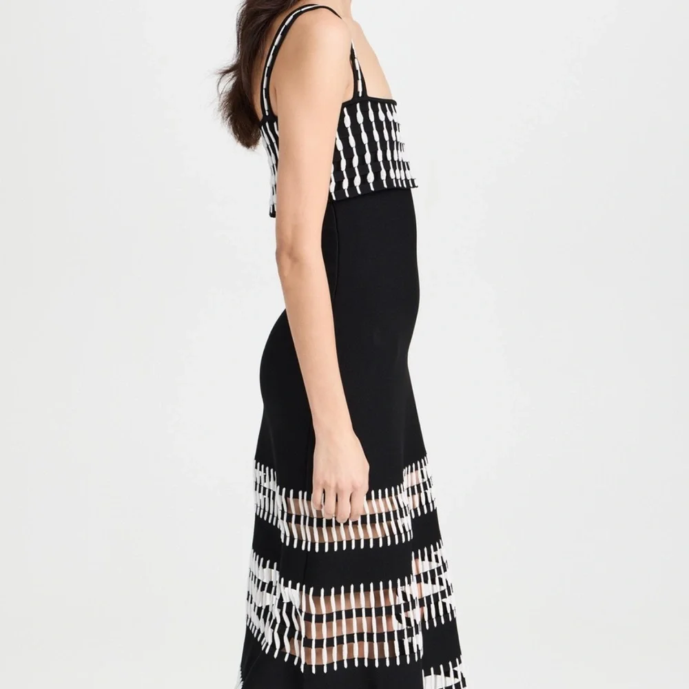 Alexis Black and White Patterned Midi Dress - Picture 3 of 10
